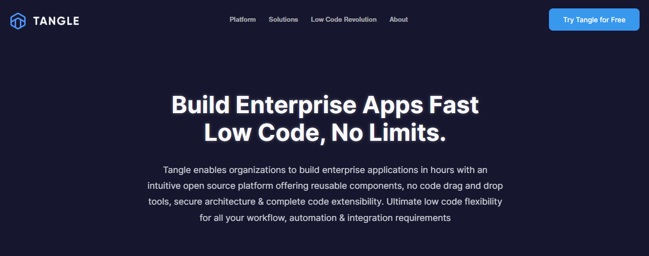 Tangle.io Raises $755,859 in Funding to Revolutionize Enterprise Application Development with Low Code Platform
