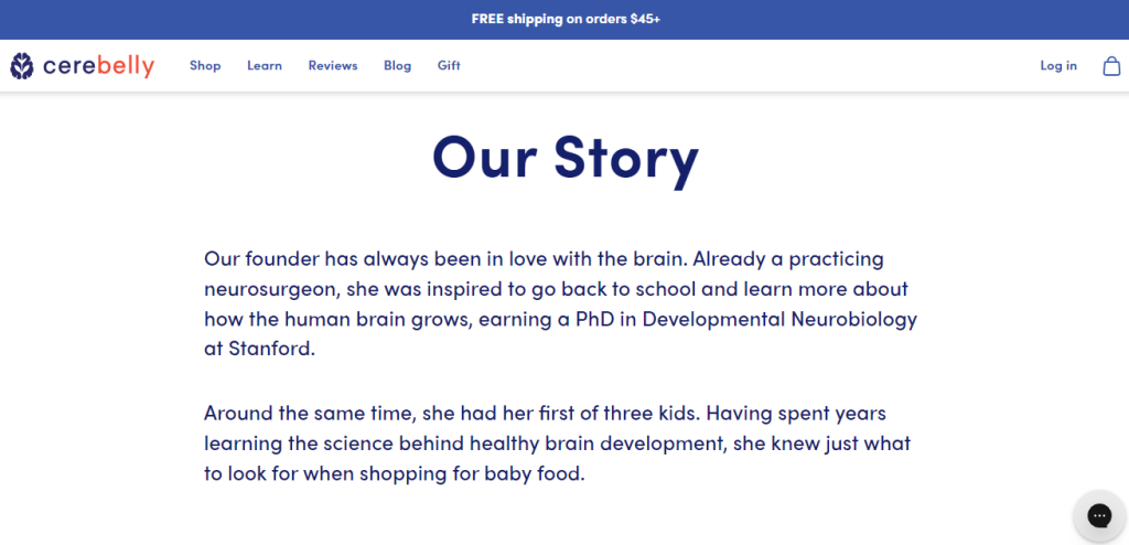 Our Story page of Cerebelly