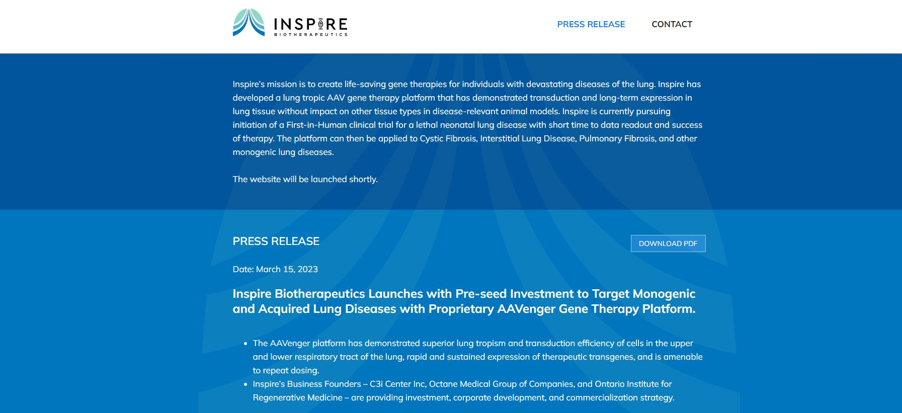 Inspire Biotherapeutics Inc. founded by Sandra Donaldson is a promising biotech startup
