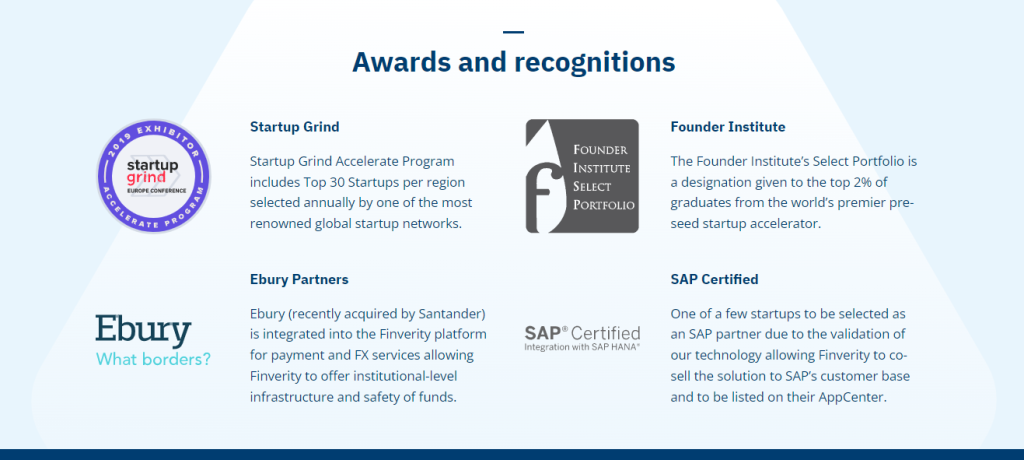 Check the awards and recognitions of Finverity