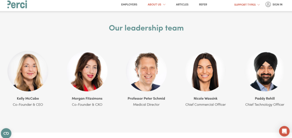 The leadership team picture of Perci