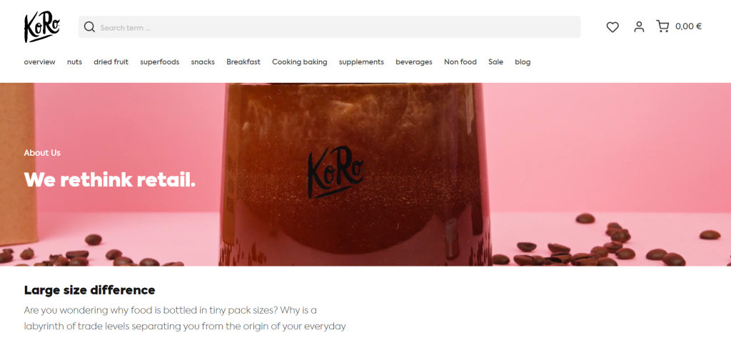 About us page of koro