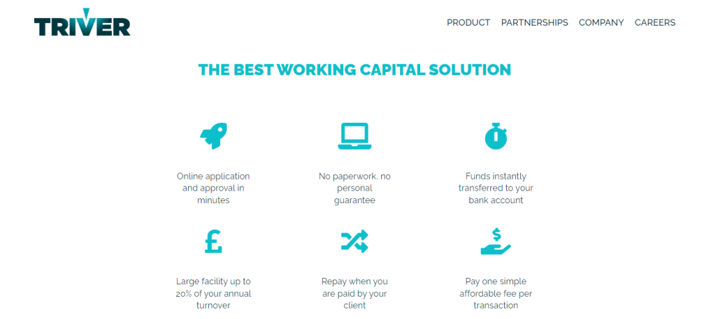 The beat working capital solution of Triver