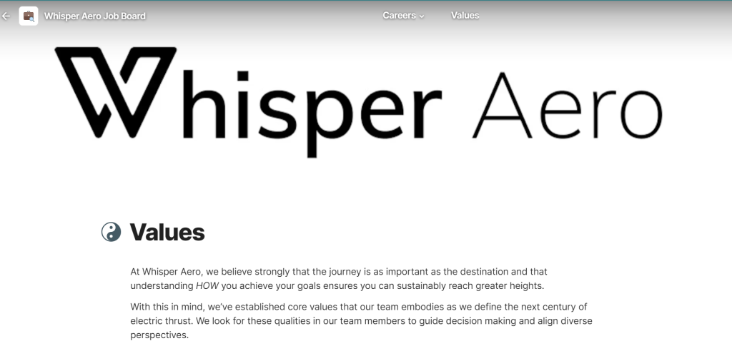 The values of Whisper Aero