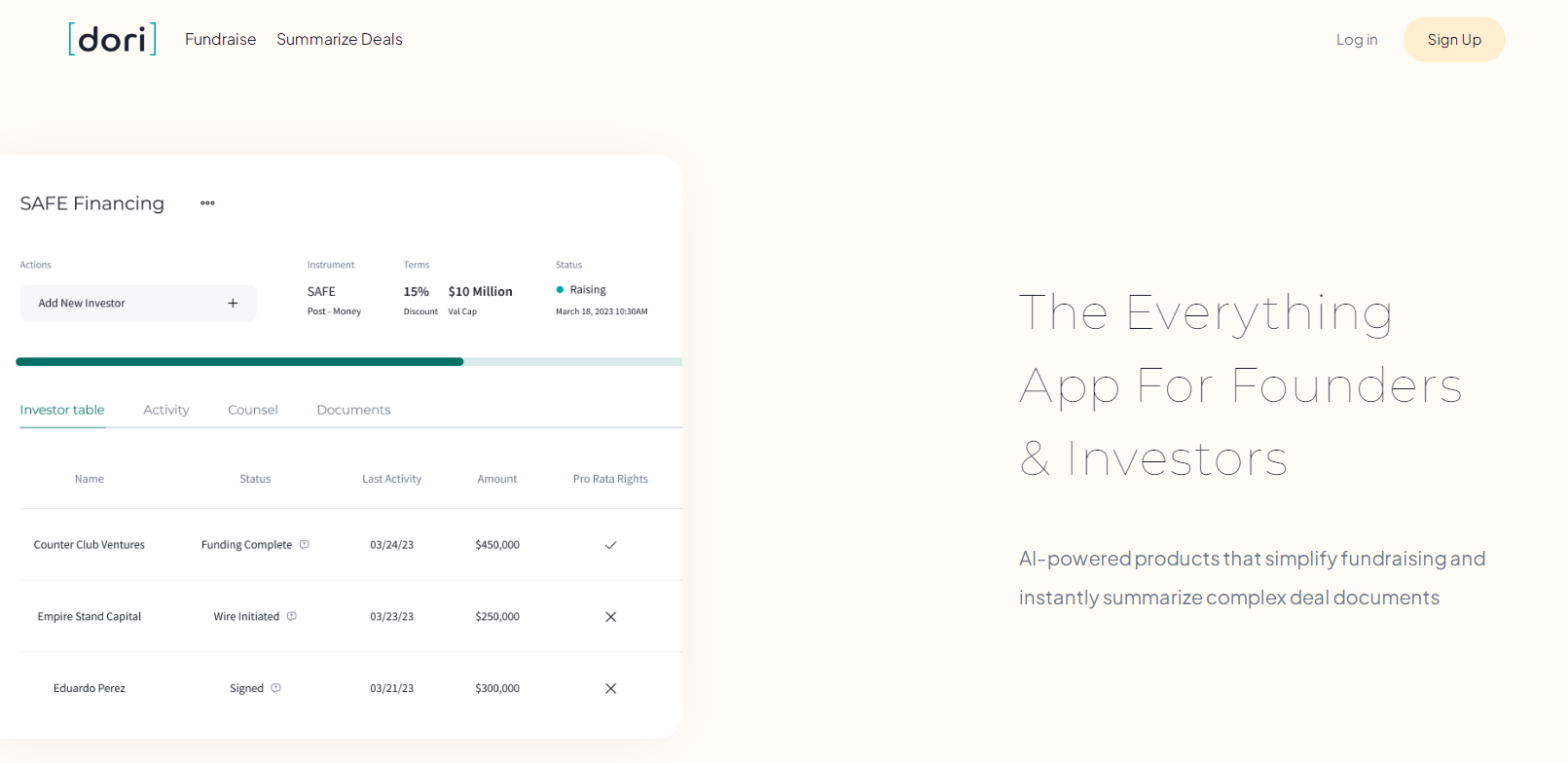 Dori Raises $2M in Funding to Develop an Innovative Product that Helps Founders and Investors Make Informed Decisions.